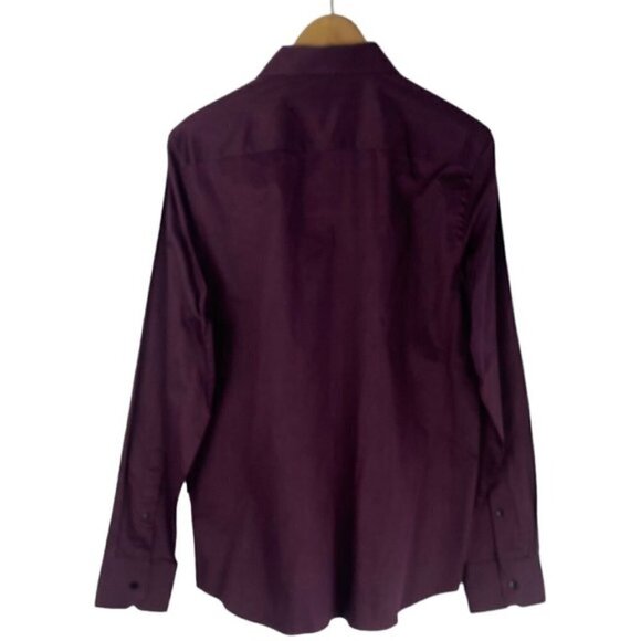 Karl Lagerfeld Paris Purpl Wine Patterned Long Sleeve Button Up Dress Shirt US M - Picture 2 of 10
